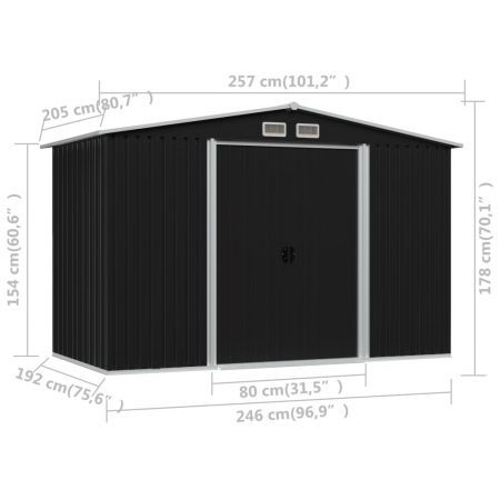 Garden Storage Shed Anthracite Steel 257x205x178 cm