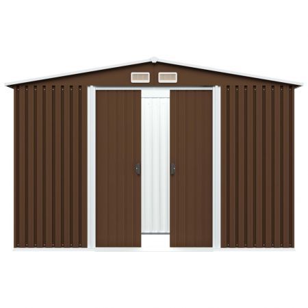 Garden Storage Shed Brown 257x205x178 cm Steel