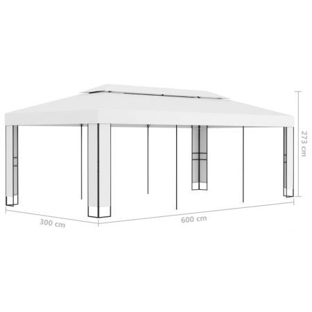 Gazebo with Double Roof 3x6 m White