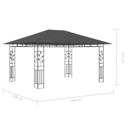 vidaXL Gazebo with Mosquito Net 4x3x2.73 m Anthracite 180 g/cubic metre