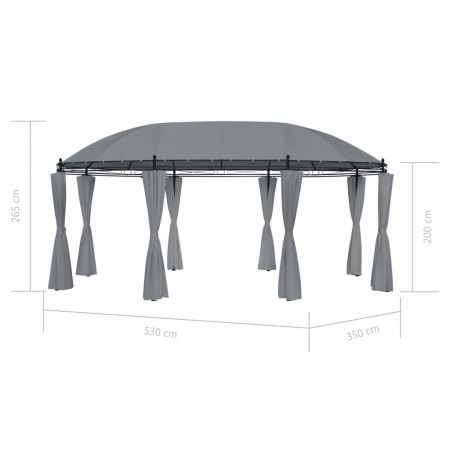 Gazebo with Curtains 530x350x265 cm Anthracite