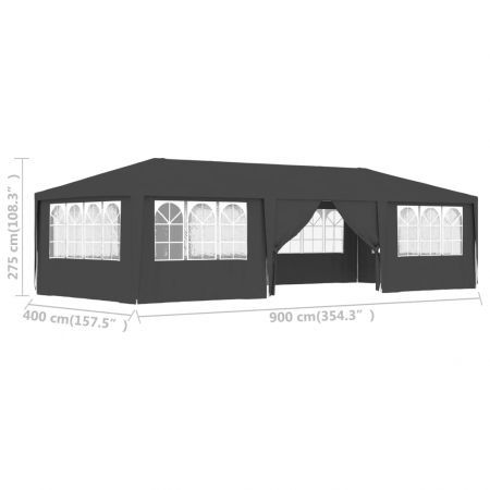 Professional Party Tent with Side Walls 4x9 m Anthracite 90 g/m²