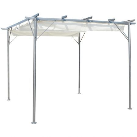 Pergola with Retractable Roof Cream White 3x3 m Steel