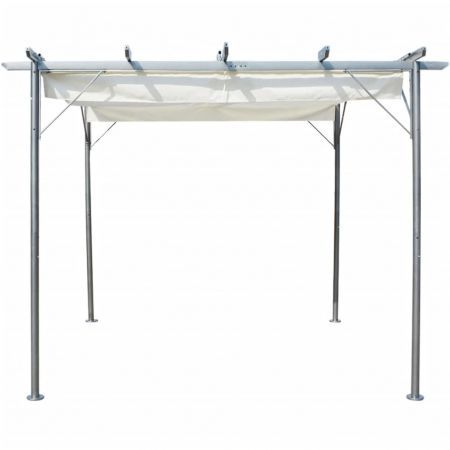 Pergola with Retractable Roof Cream White 3x3 m Steel