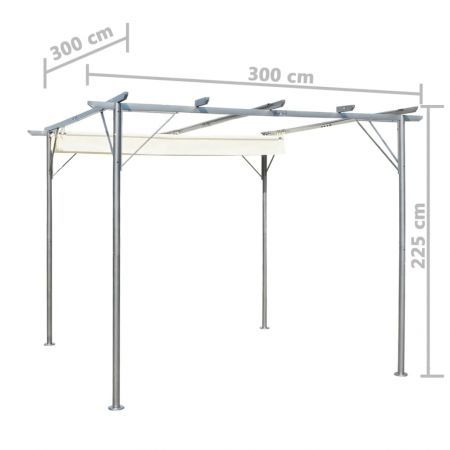 Pergola with Retractable Roof Cream White 3x3 m Steel