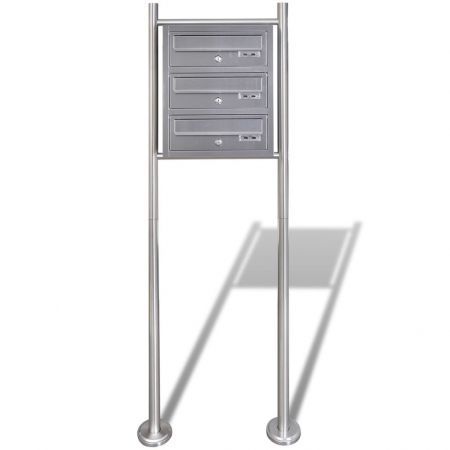 Triple Mailbox on Stand Stainless Steel