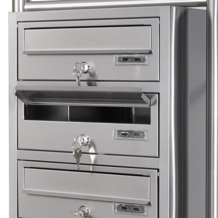 Triple Mailbox on Stand Stainless Steel