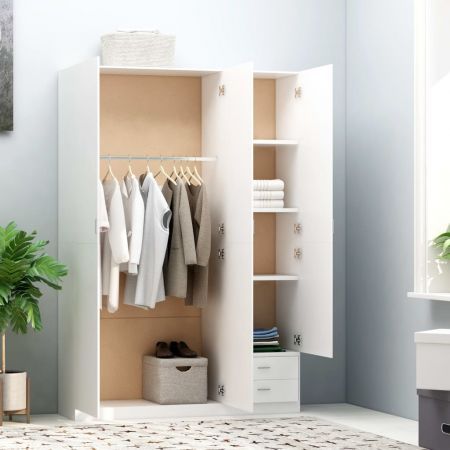 3-Door Wardrobe White 120x50x180 cm Chipboard