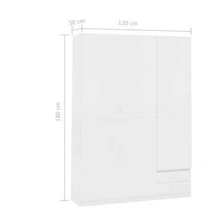 3-Door Wardrobe White 120x50x180 cm Chipboard