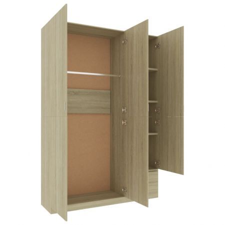 3-Door Wardrobe Sonoma Oak 120x50x180 cm Chipboard