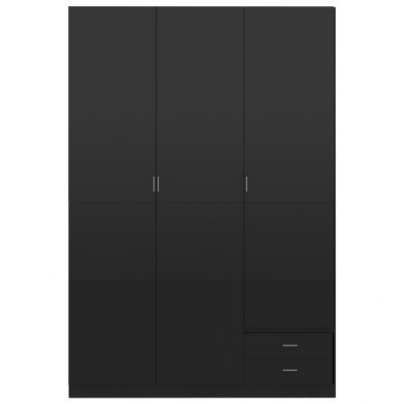 3-Door Wardrobe High Gloss Black 120x50x180 cm Chipboard