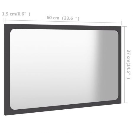 Bathroom Mirror Grey 60x1.5x37 cm Chipboard