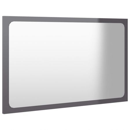 Bathroom Mirror High Gloss Grey 60x1.5x37 cm Chipboard