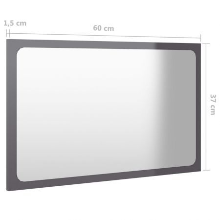 Bathroom Mirror High Gloss Grey 60x1.5x37 cm Chipboard