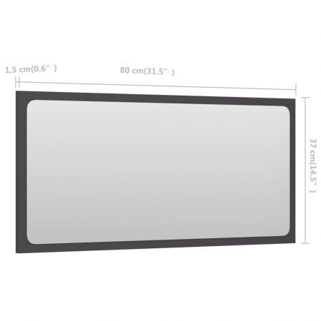 Bathroom Mirror Grey 80x1.5x37 cm Chipboard