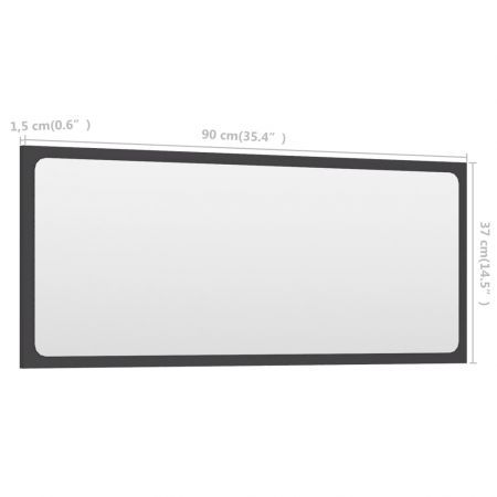 Bathroom Mirror Grey 90x1.5x37 cm Chipboard