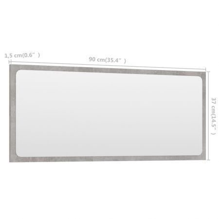 Bathroom Mirror Concrete Grey 90x1.5x37 cm Chipboard