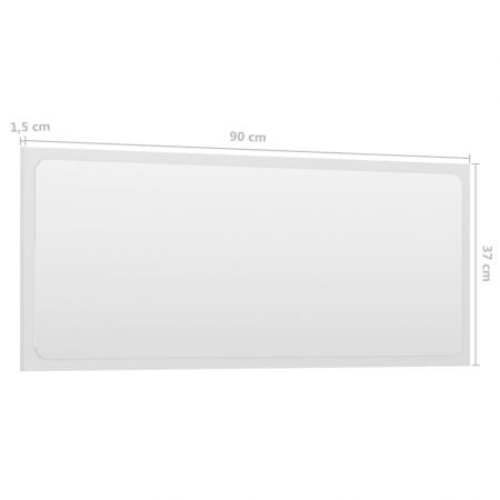 Bathroom Mirror High Gloss White 90x1.5x37 cm Chipboard