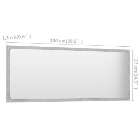 Bathroom Mirror Concrete Grey 100x1.5x37 cm Chipboard