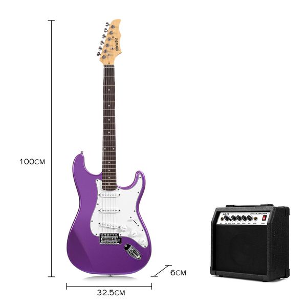 Melodic Stratocaster SSS Electric Guitar with 15W Amplifier Metallic Purple