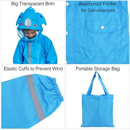 Kids Rain Wear,3D Cartoon Children Toddler Raincoat Jacket Poncho for Boy Girl