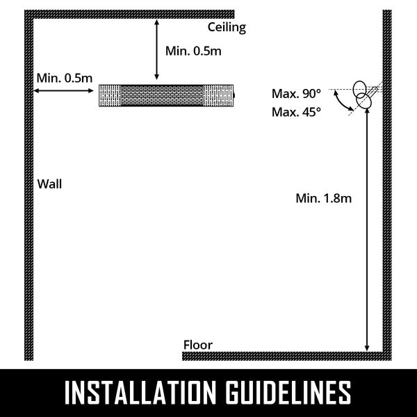 Maxkon 2000W Infrared Outdoor Heater Instant Electric Wall Heater Indoor Patio Room Heater with Remote Control Stainless Steel Frame