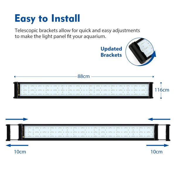 Colourful Aquarium LED Light Fish Tank Lighting Fixture for 95-115cm Fish Tank Aluminium Shell