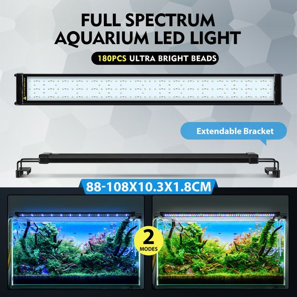 Colourful Aquarium LED Light Fish Tank Lighting Fixture for 95-115cm Fish Tank Aluminium Shell