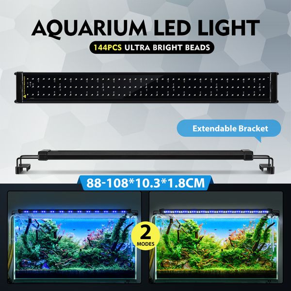 Aquarium Light Fish Tank Led Lighting Lamp White Blue for 95-115cm Fish Tank Aluminium Shell