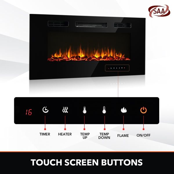 Maxkon 40 Inch Wall Recessed Mounted Electric Fireplace Heater 900/1800W w/5 Flame Settings