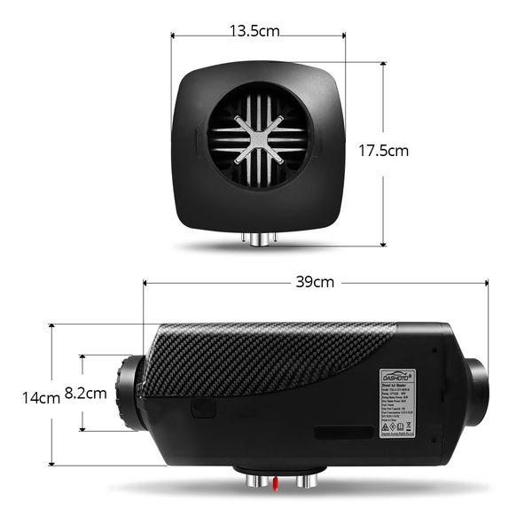 12V Diesel Air Heater 8KW Portable Parking Heater Remote Control LCD Panel Black and Grey