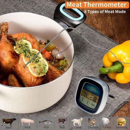 Digital Food Thermometer with Large Backlight LCD Touchscreen