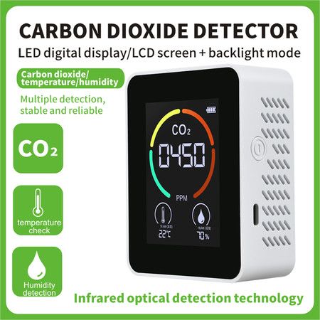 Carbon Dioxide Meter Temperature / Humidity Air Quality Monitor Digital CO2 Detector Air Analyzer for CO2 / TVOC Accurate Tester Kit