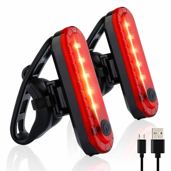 2 Pack USB Rechargeable LED Bike Tail Light