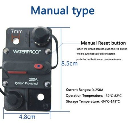 100A AMP Circuit Breaker Fuse Reset 12-48V DC Car Boat Auto Waterproof