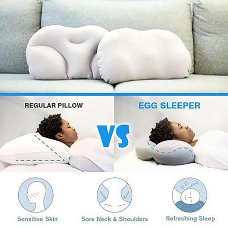 Egg Shaped Sleep Pillows All-Round Clouds Pillow  Memory Foam Cervical Massage Col.White