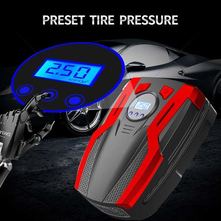 Electric Air Compressor Car Pump Portable Electric Tire Pump with LCD Digital Screen Multifunctional lighting can inflate car, motorcycle and bicycle