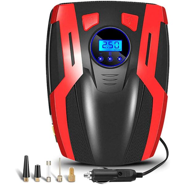 Electric Air Compressor Car Pump Portable Electric Tire Pump with LCD Digital Screen Multifunctional lighting can inflate car, motorcycle and bicycle