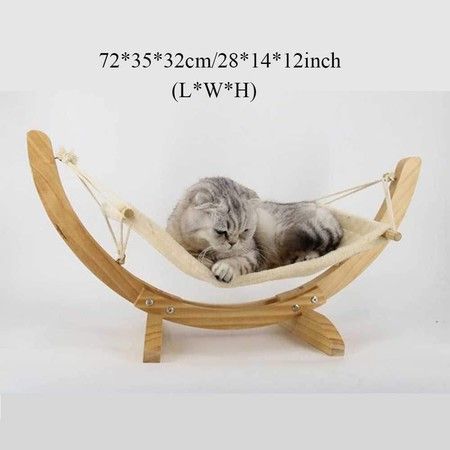 Cat hammock bed, soft plush bed chair with stand, wooden robust pet bed for small animals, easy to assemble, soft warm comfortable pet hammock.