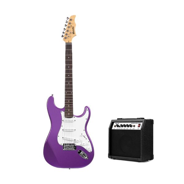 Melodic Stratocaster SSS Electric Guitar with 15W Amplifier Metallic Purple