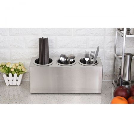 18/10 Stainless Steel Commercial Conical Utensils Cutlery Holder with 3 Holes