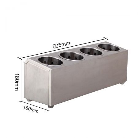 18/10 Stainless Steel Commercial Conical Utensils Cutlery Holder with 4 Holes