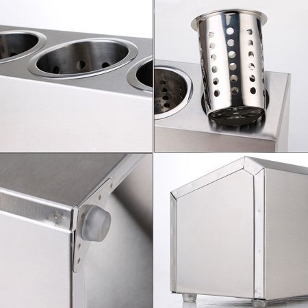 18/10 Stainless Steel Commercial Conical Utensils Cutlery Holder with 5 Holes