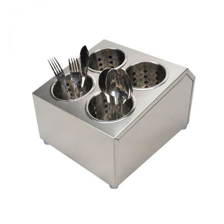 18/10 Stainless Steel Commercial Conical Utensils Square Cutlery Holder with 4 Holes