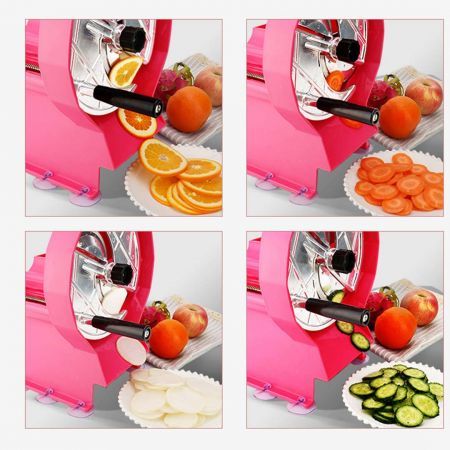 Commercial Manual Vegetable Fruit Slicer Kitchen Cutter Machine Pink