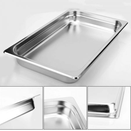 4X Gastronorm GN Pan Full Size 1/1 GN Pan 10cm Deep Stainless Steel Tray With Lid