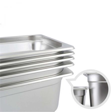 4X Gastronorm GN Pan Full Size 1/1 GN Pan 10cm Deep Stainless Steel Tray With Lid