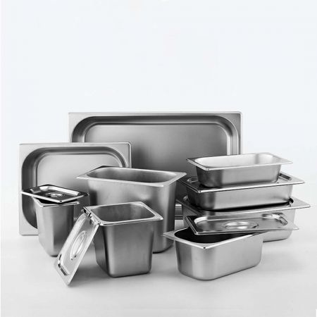 4X Gastronorm GN Pan Full Size 1/1 GN Pan 10cm Deep Stainless Steel Tray With Lid