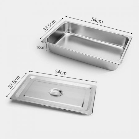 6X Gastronorm GN Pan Full Size 1/1 GN Pan 10cm Deep Stainless Steel Tray With Lid