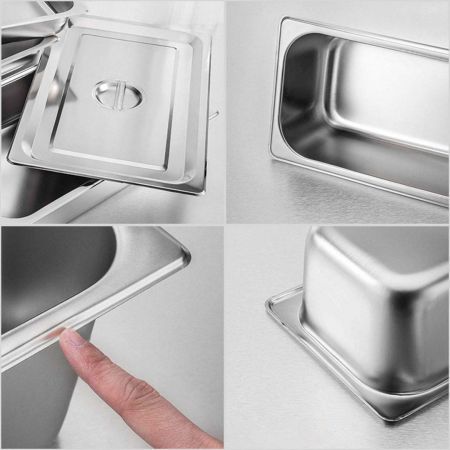 6X Gastronorm GN Pan Full Size 1/1 GN Pan 10cm Deep Stainless Steel Tray With Lid